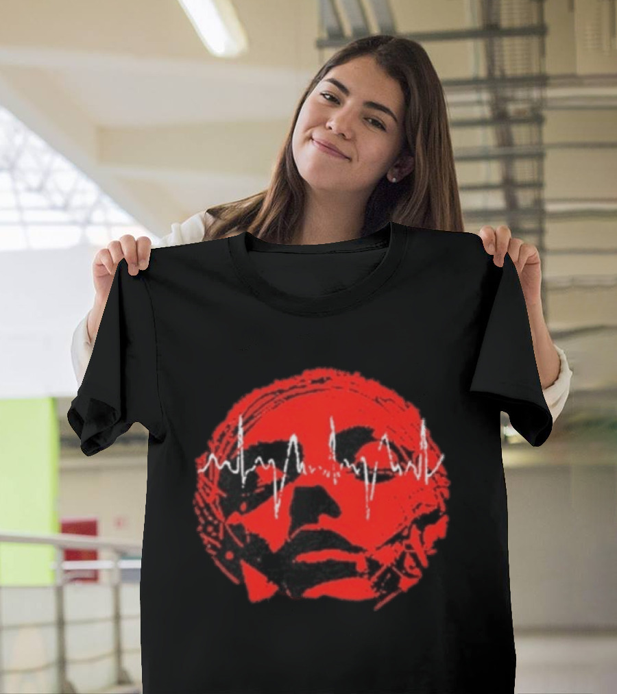 Converge Hum Of Hurt Red Face With White Waveform Lines T-Shirt