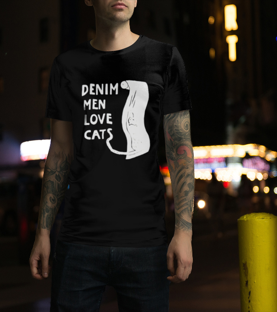 Denim Men Love Cats Fashion T-Shirt