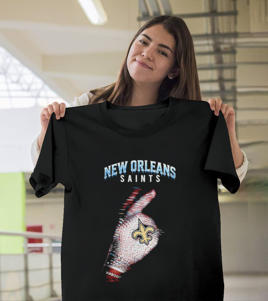 New Orleans Saints 2026 Iceman Glitch Effect Fleur De Lis T-Shirt