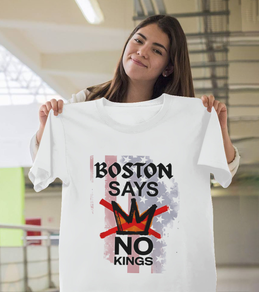 Boston Says No Kings Crown Symbol Stars T-Shirt