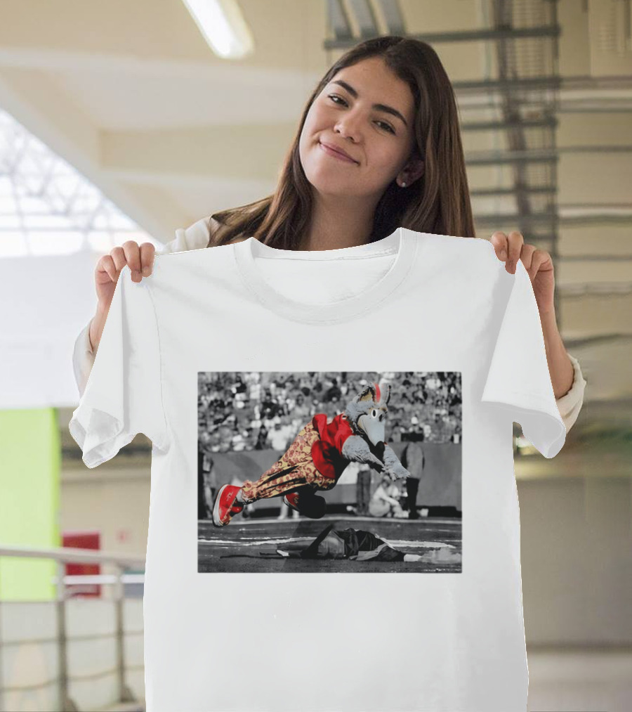 Cyrus Allen K.C. Wolf Flying Leap Football Mascot Action T-Shirt