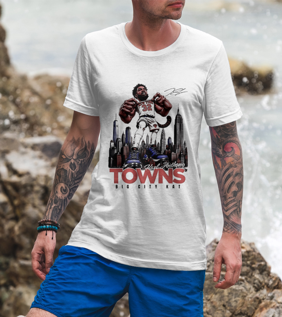 Karl Anthony Towns 32 Big City Kat NYC Skyline T-Shirt