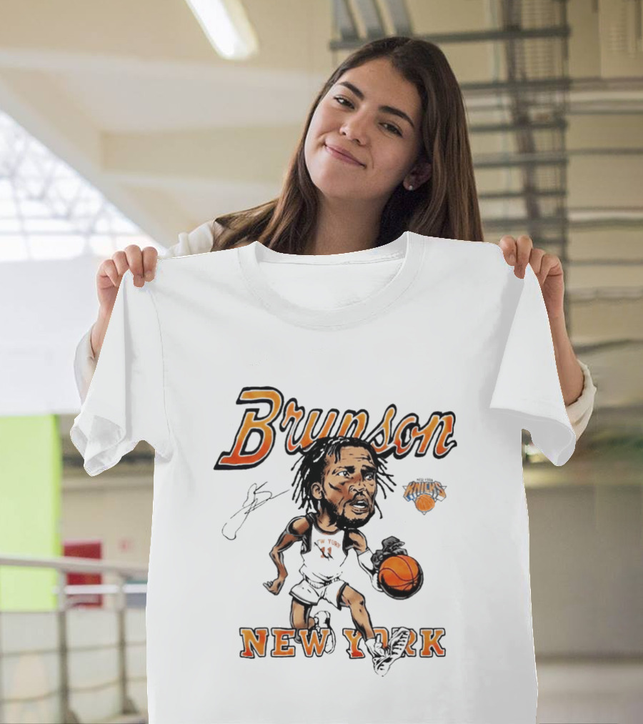 Jalen Brunson New York Knicks Cartoon Basketball Player T-Shirt