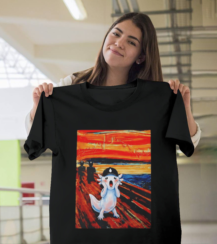 Axolotl Liquid The Scream Parody Painting Munch T-Shirt