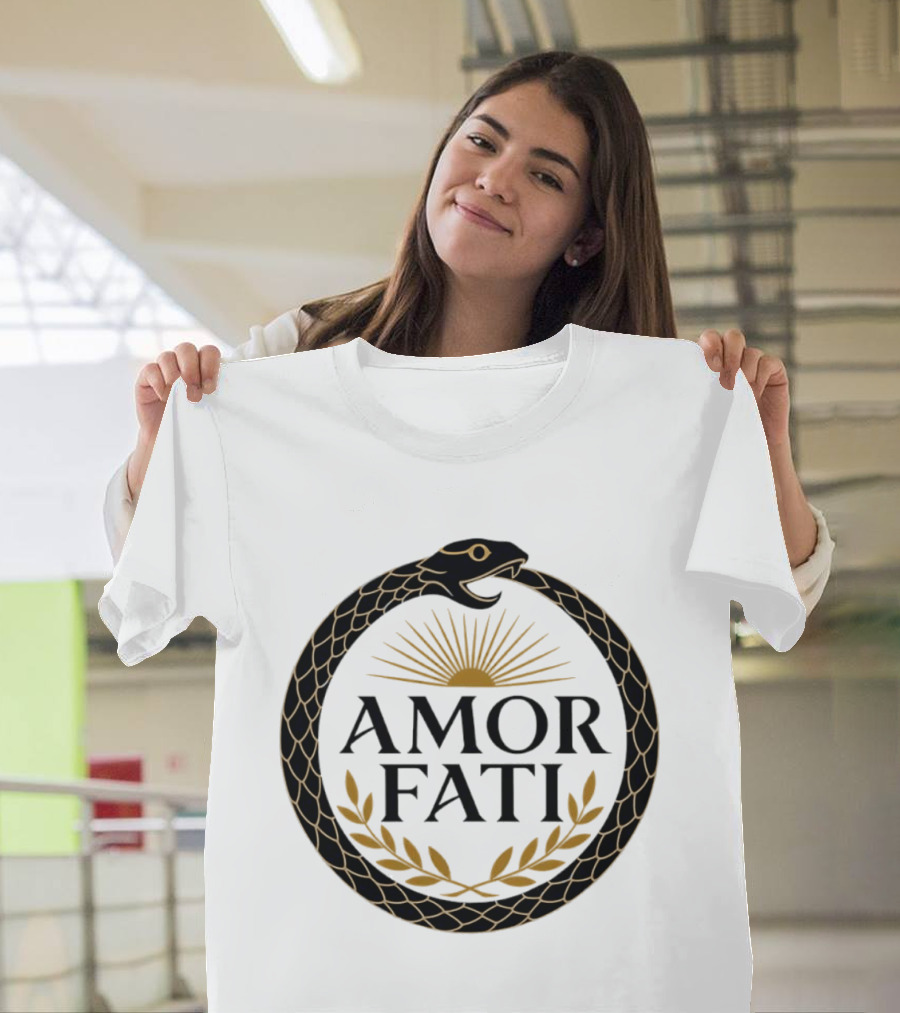 Amor Fati Ouroboros Snake Sun Rays Laurel Wreath T-Shirt