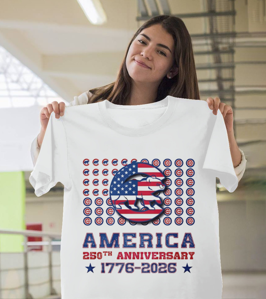 Chicago Cubs America 250th Anniversary 1776 2026 Stars And Stripes Bear T-Shirt