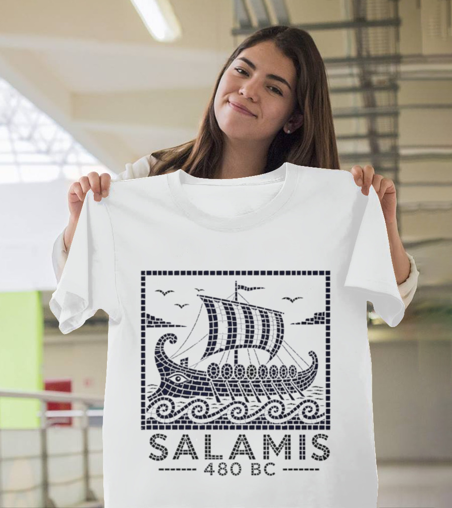 Salamis 480 BC Greek Trireme Ancient Naval Battle Scene T-Shirt