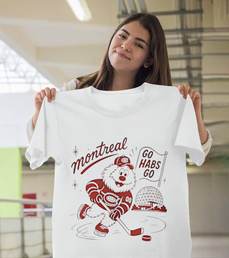 Montreal Canadiens Skating Mascot Go Habs Go Biosphere Montreal T-Shirt