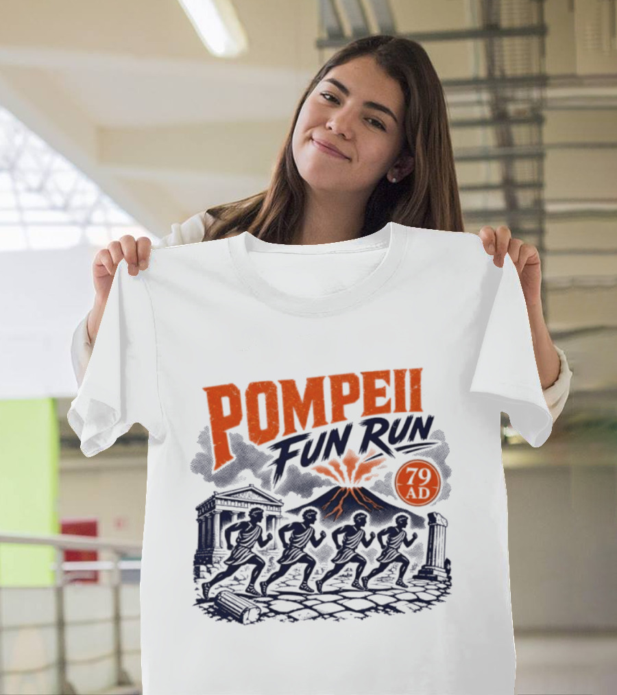 Pompeii Fun Run 79 AD Mount Vesuvius Roman Runners T-Shirt
