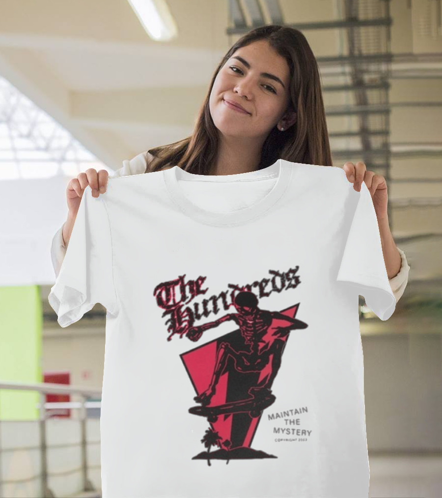The Hundreds Skeleton Skateboard Maintain The Mystery Skull Mountain 2023 T-Shirt