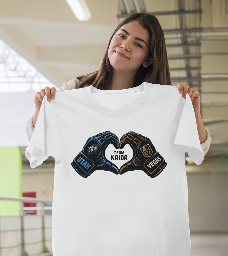 Utah Mammoth Vegas Golden Knights Team Kaida Heart Hands T-Shirt