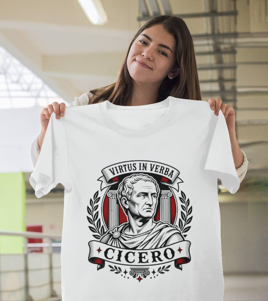 Virtus In Verba Cicero Roman Orator Laurel Columns T-Shirt