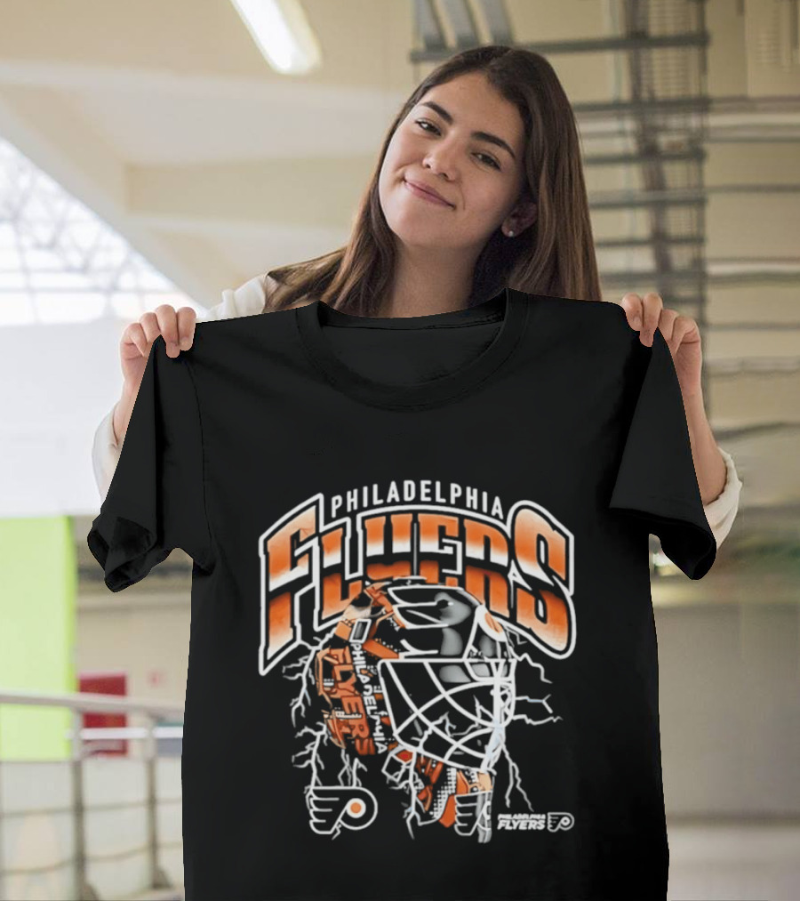 Philadelphia Flyers Crease Lightning Hockey Mask T-Shirt