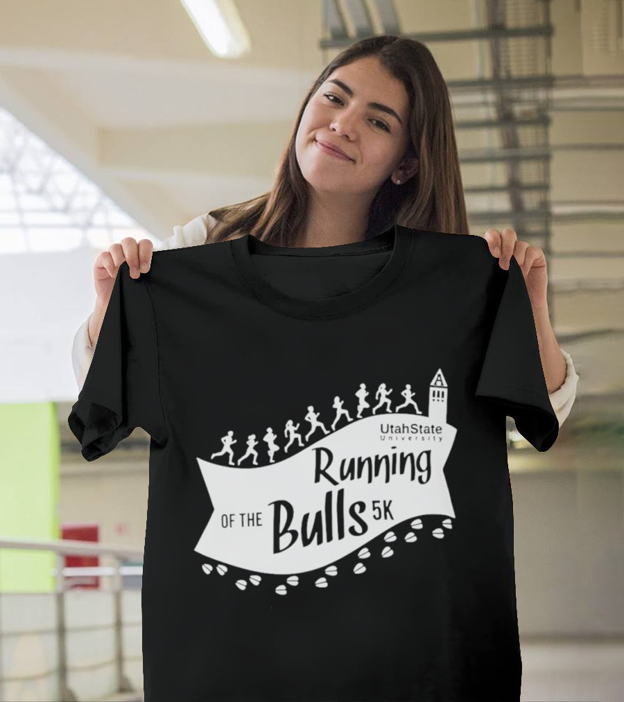 Utah State Running Of The Bulls 5K Event With Runners And Tower T-Shirt