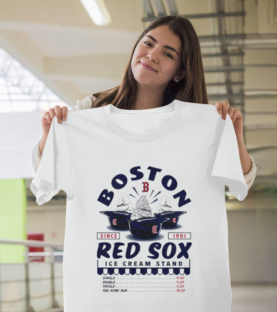 Boston Red Sox Ice Cream Stand Since 1901 Single Double Triple Home Run T-Shirt