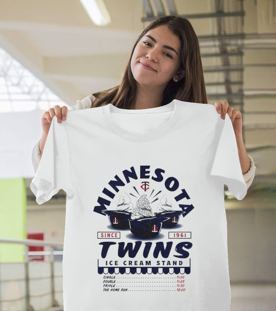 Minnesota Twins Ice Cream Stand Since 1961 Baseball Team Cups And Prices T-Shirt
