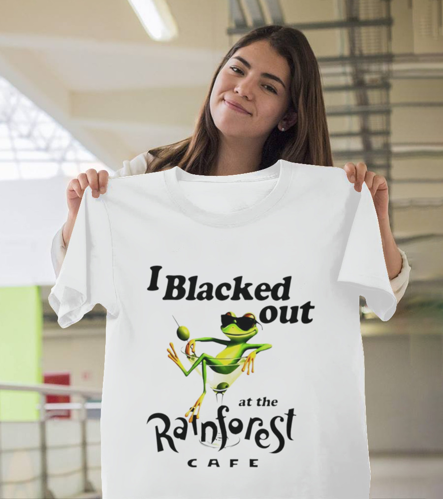 I Blacked Out At The Rainforest Cafe Frog Martini Olives Sunglasses T-Shirt