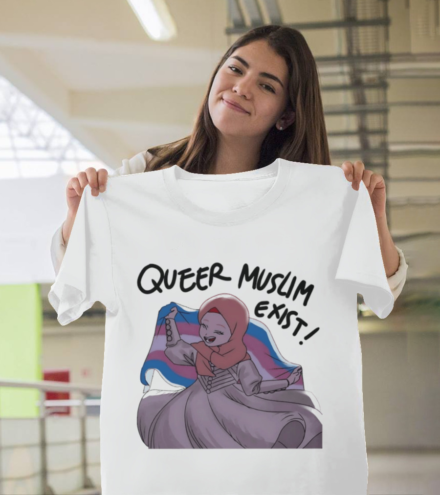 Queer Muslim Exist Transgender Flag Hijab Representation T-Shirt