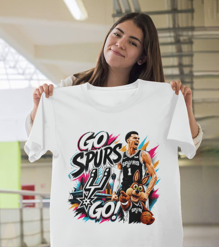 Go Spurs Go San Antonio Spurs Victor Wembanyama City Skyline T-Shirt