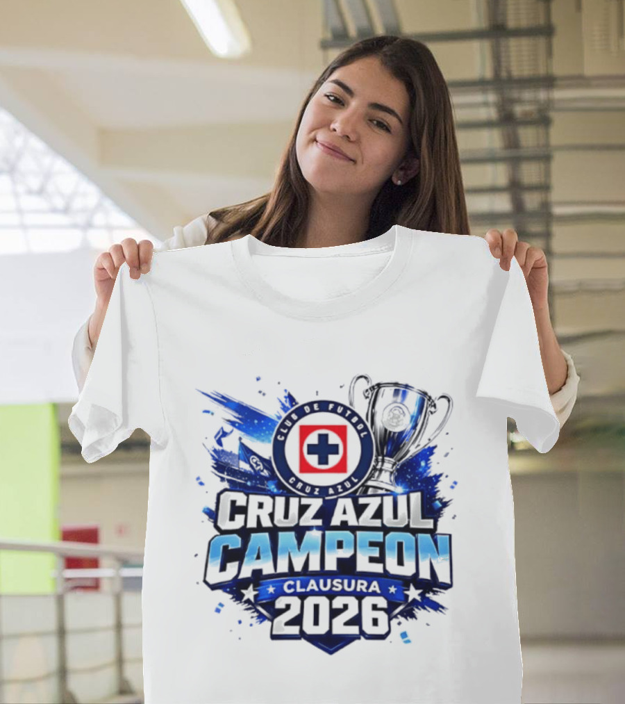 Cruz Azul Campeon Clausura 2026 Trophy Celebration T-Shirt