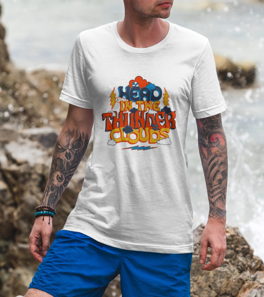 Head In The Thunder Clouds Basketball Lightning Thunderstorms T-Shirt