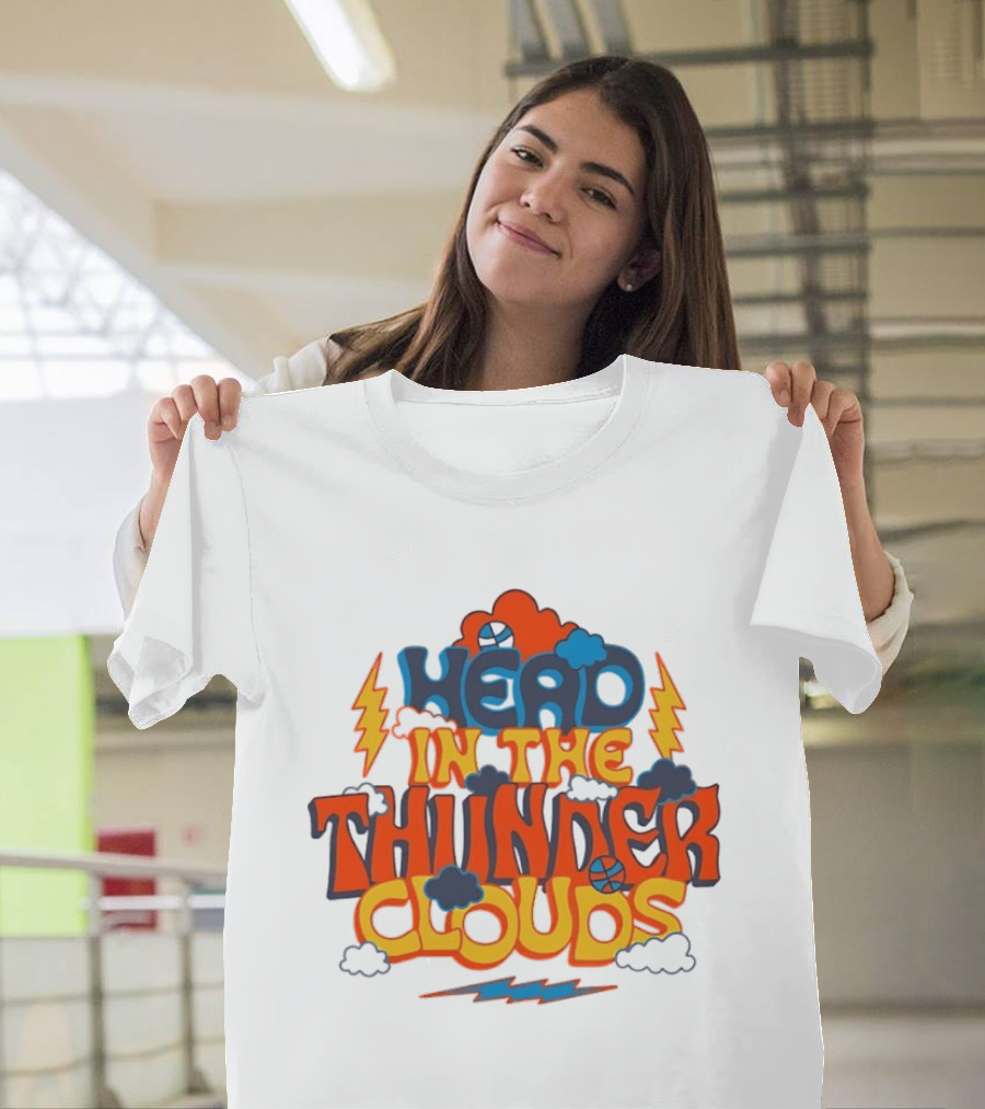 Head In The Thunder Clouds Basketball Lightning Thunderstorms T-Shirt