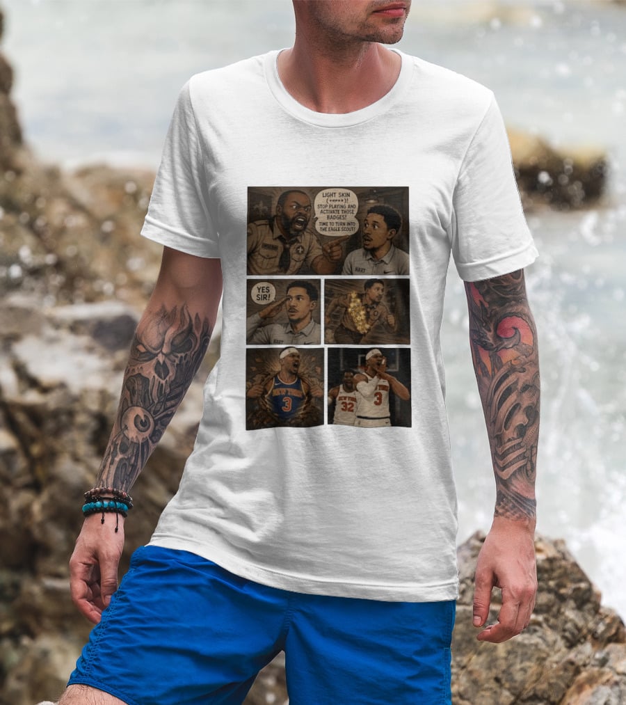 New York Knicks Josh Hart Light Skin Activate Badges Basketball Comic T-Shirt