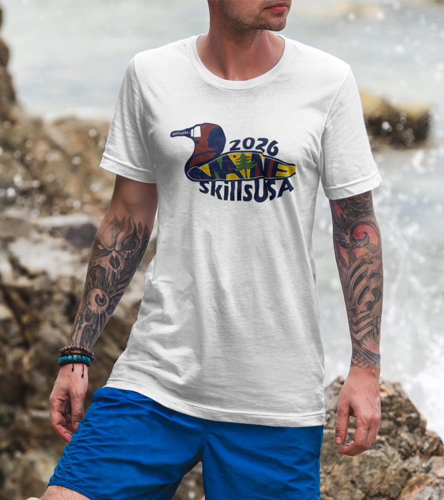 Maine 2026 SkillsUSA Loon Silhouette With State Flag T-Shirt