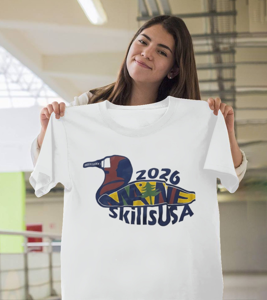 Maine 2026 SkillsUSA Loon Silhouette With State Flag T-Shirt