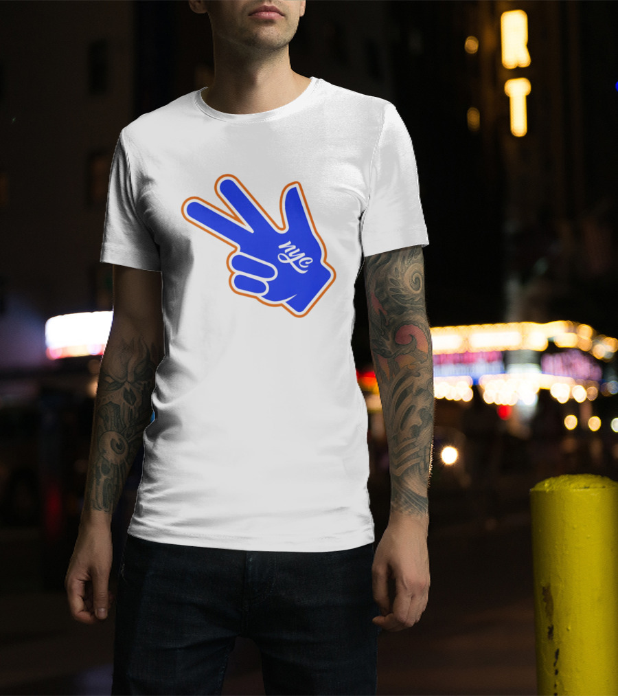 New York Knicks NYC Basketball Peace Sign Three Pointer T-Shirt