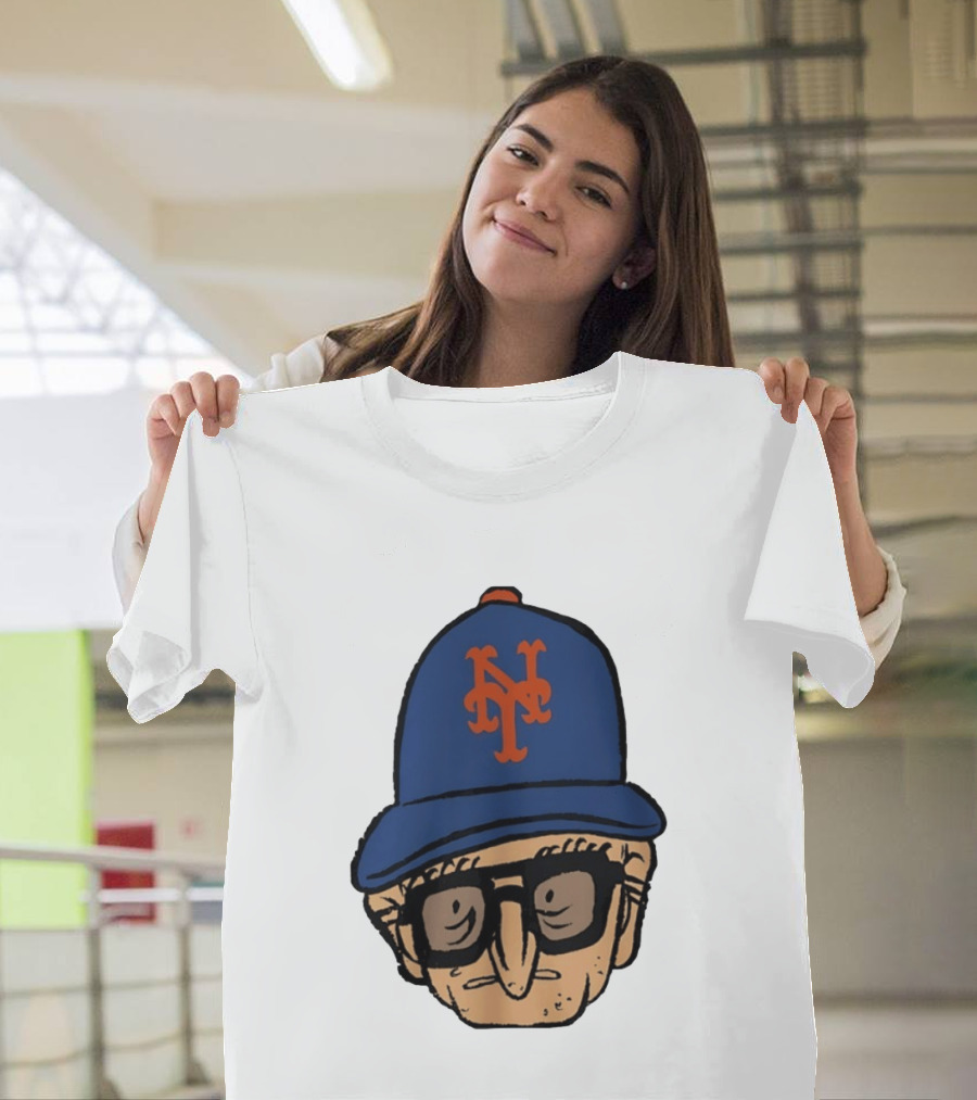 Old Jewish Men Big Head Caricature Mets Cap T-Shirt