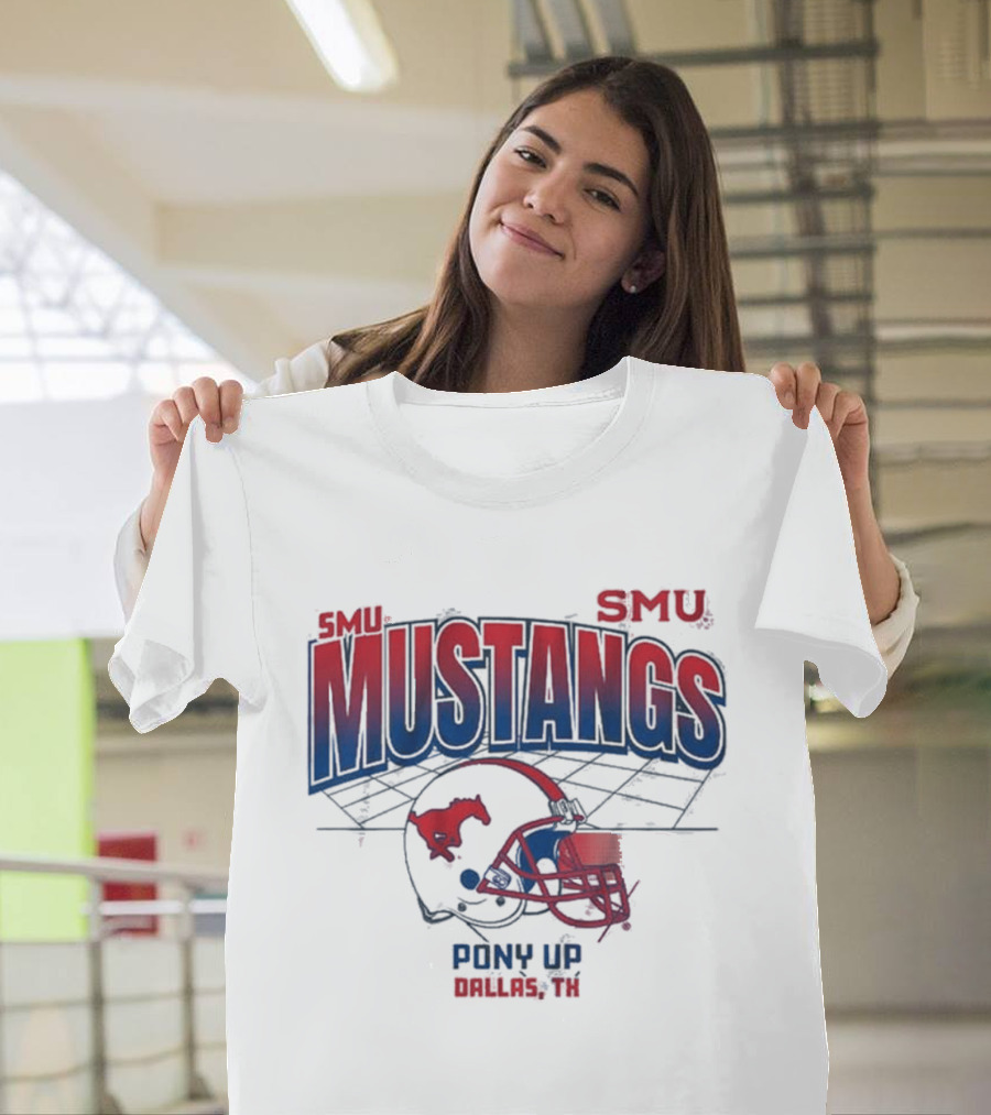 SMU Mustangs Pony Up Dallas Texas Football Helmet T-Shirt