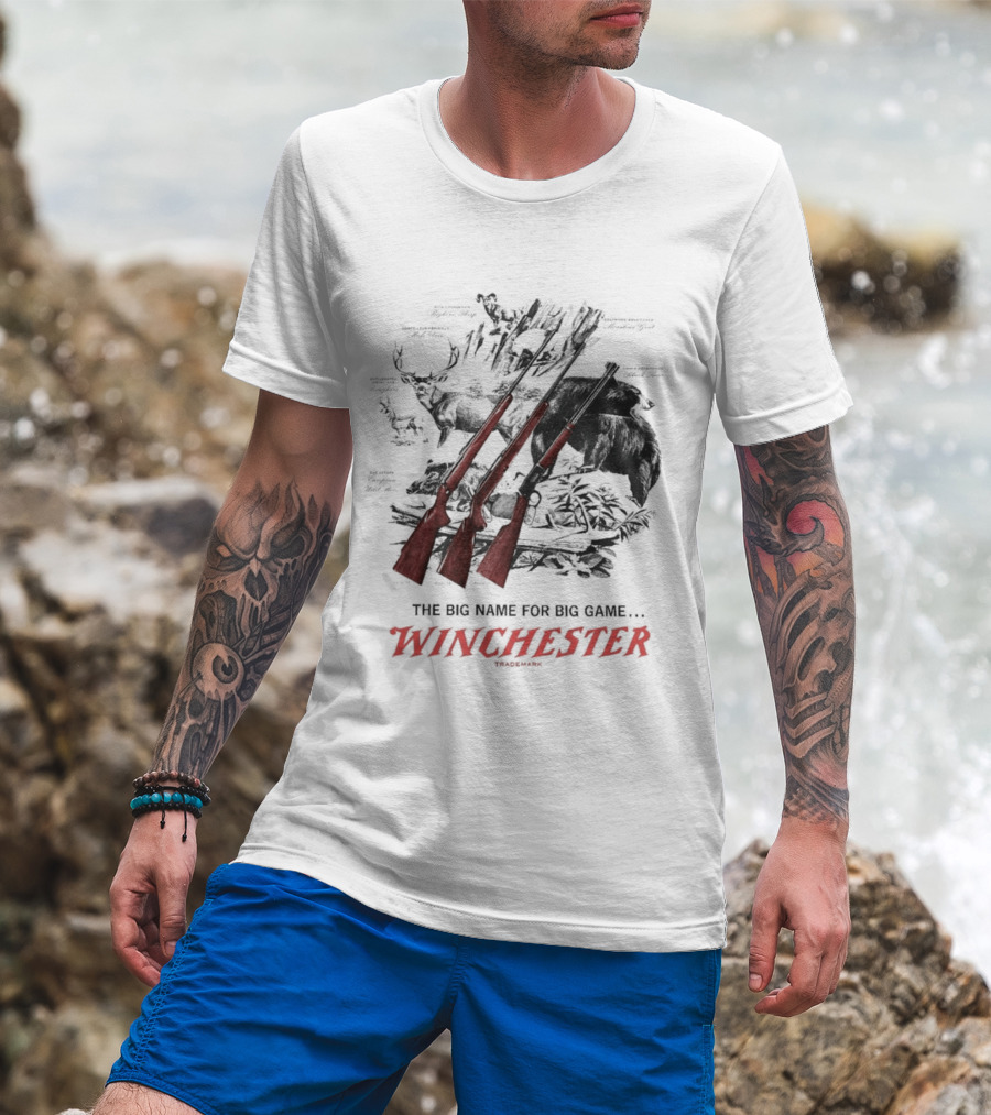 The Big Name For Big Game Winchester Heavyweight Three Rifles T-Shirt
