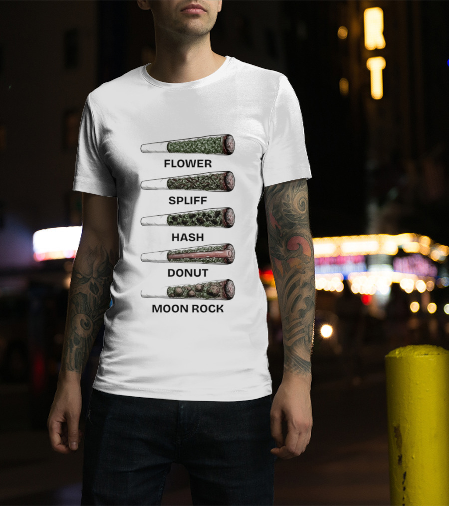 Weed Flower Spliff Hash Donut Moon Rock Smoking Styles T-Shirt