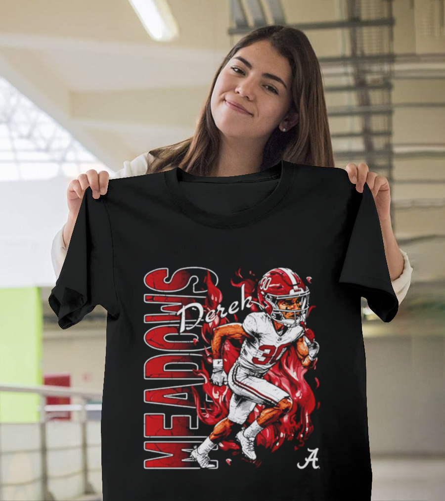 Derek Meadows Alabama Football NCAA Caricature Crimson Tide Player No. 30 T-Shirt