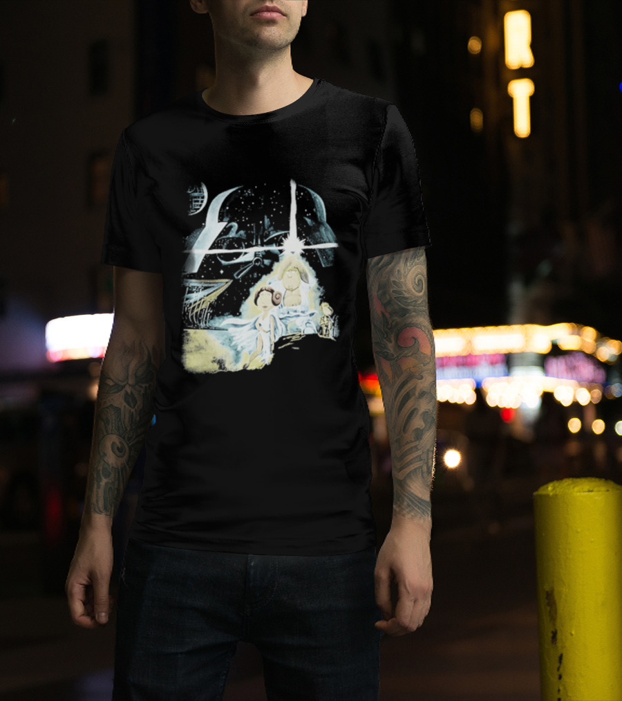 Star Wars Family Guy Princess Leia Lightsaber Spaceship Moon T-Shirt