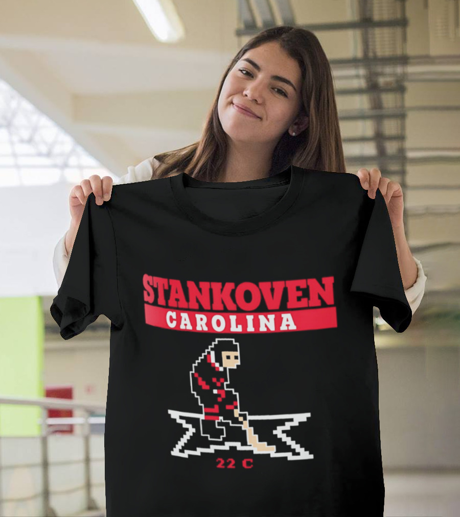 Logan Stankoven Carolina Hurricanes 22C Pixel Hockey T-Shirt