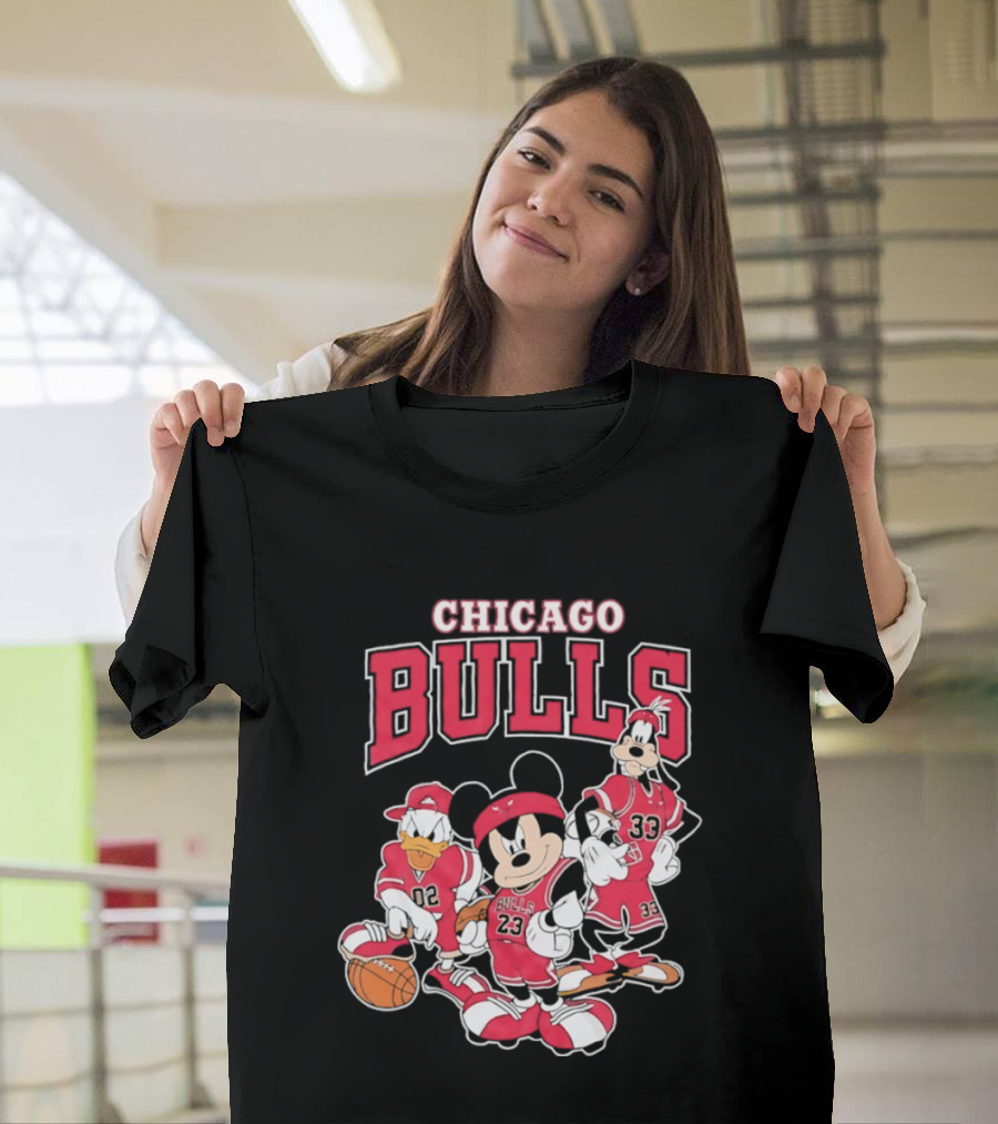 Mickey Mouse Donald Duck Goofy Chicago Bulls Jerseys Basketball T-Shirt