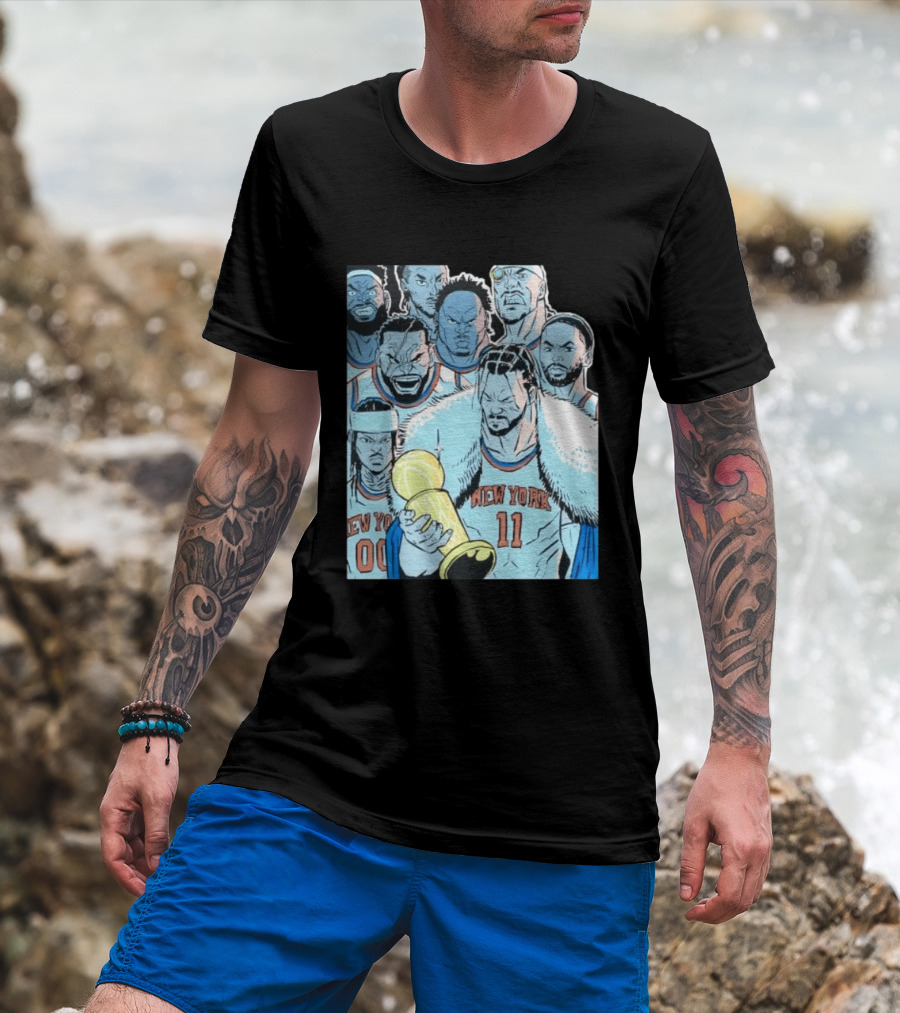 New York Knicks 2026 Invincible Indefensible Trophy Comic Style Basketball Team T-Shirt