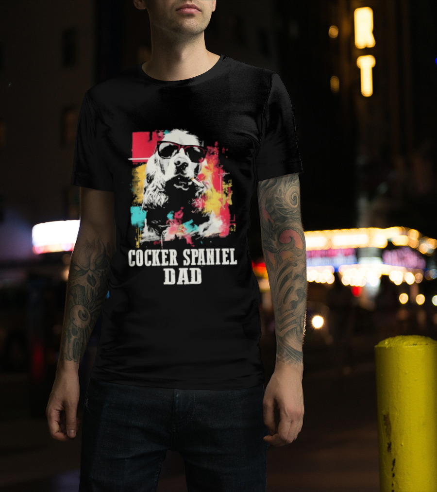 Cocker Spaniel Dad Colorful Sunglasses Father's Day 2026 T-Shirt