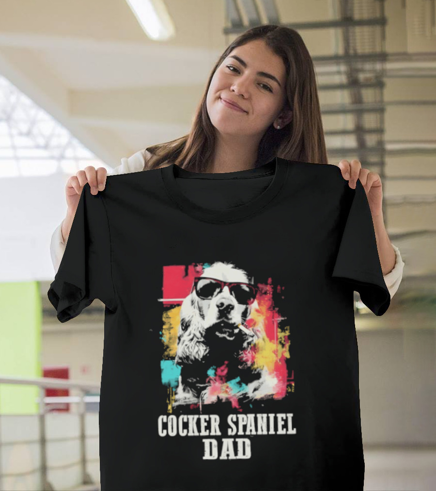Cocker Spaniel Dad Colorful Sunglasses Father's Day 2026 T-Shirt