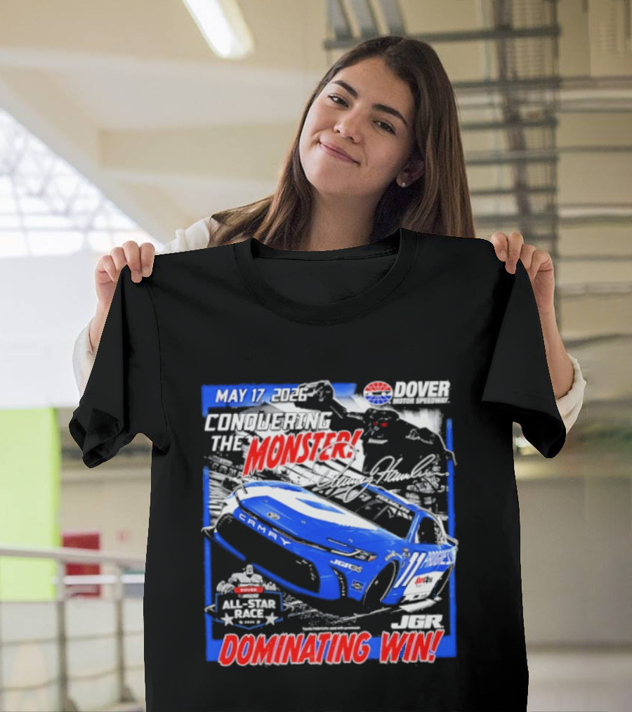 Denny Hamlin May 17 All Star Monster Dominating Win NASCAR Race Autographed T-Shirt