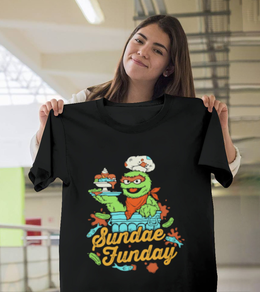 Oscar The Grouch Sundae Funday Chef Hat Dessert Landfill T-Shirt