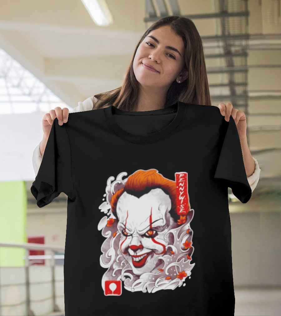 Pennywise Creepy Clown Big Head Horror It Movie Iconic Scary Face Balloon T-Shirt