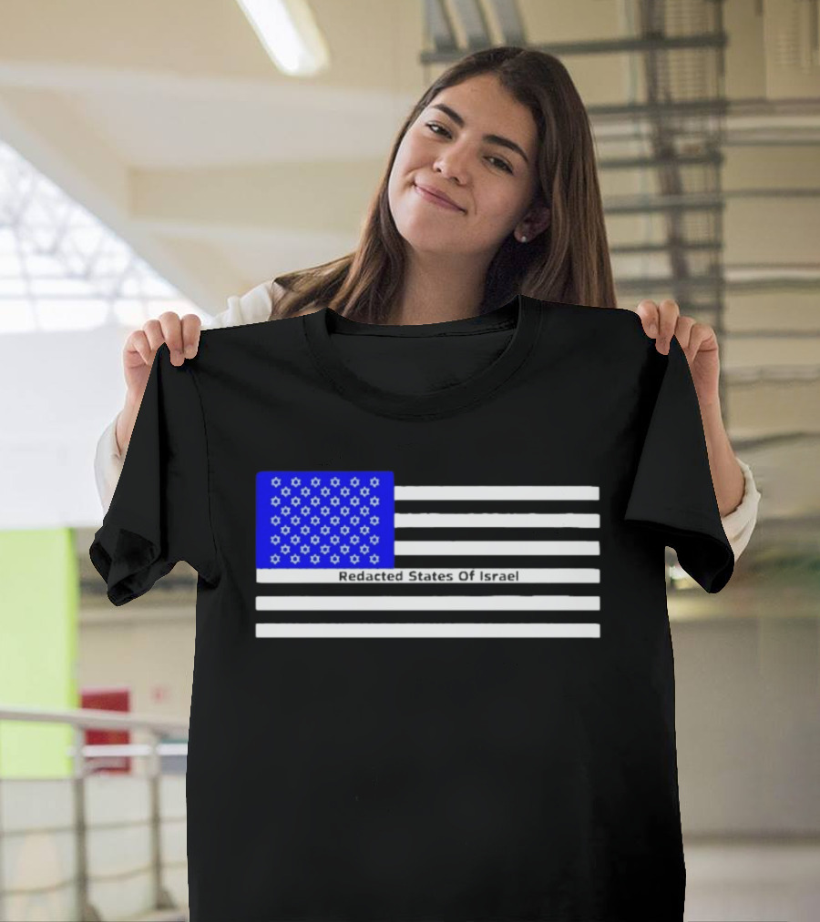 Redacted States Of Israel Flag With Stars And Stripes T-Shirt