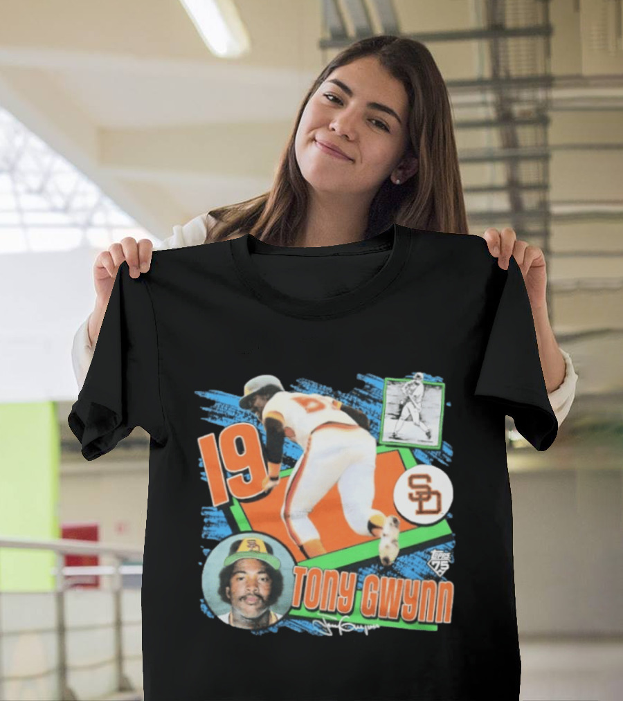 San Diego Padres 19 Tony Gwynn Vintage Baseball Card Topps 75 T-Shirt