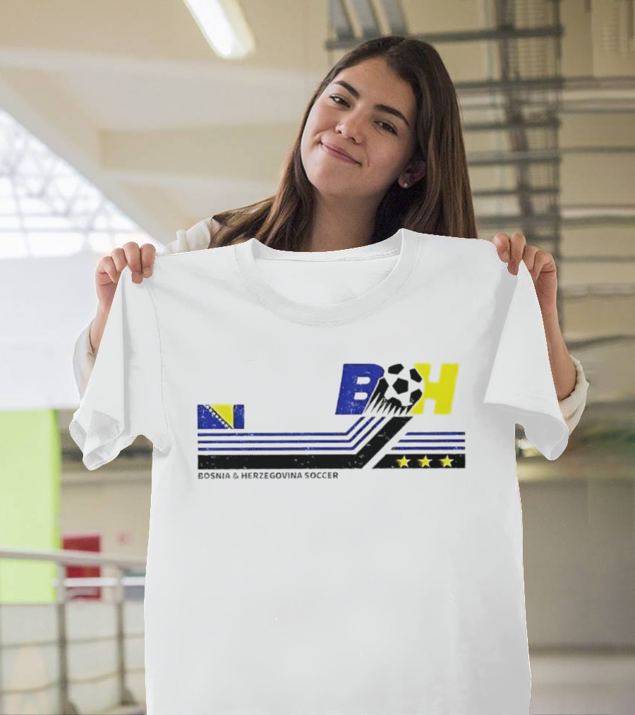 Bosnia Herzegovina Soccer BH Flag Three Stars Football T-Shirt