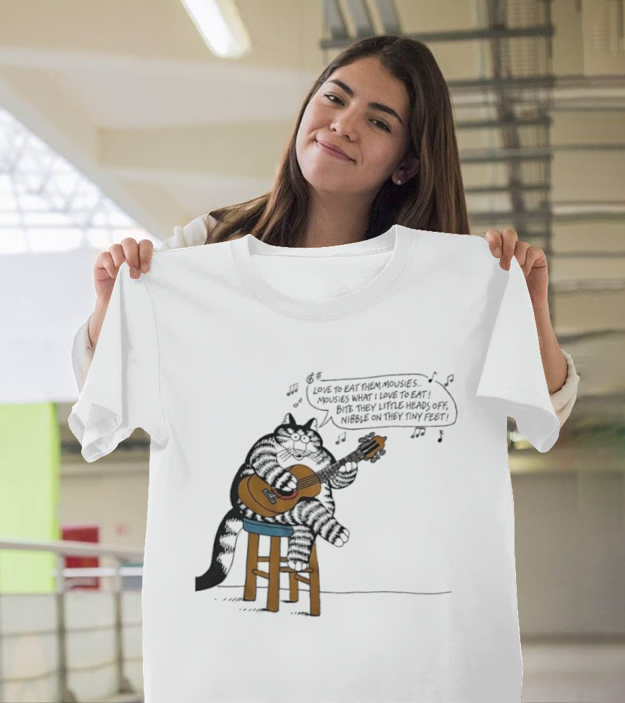 Cat Cartoon Love To Eat Them Mousies Bite Their Little Heads Off Melody T-Shirt