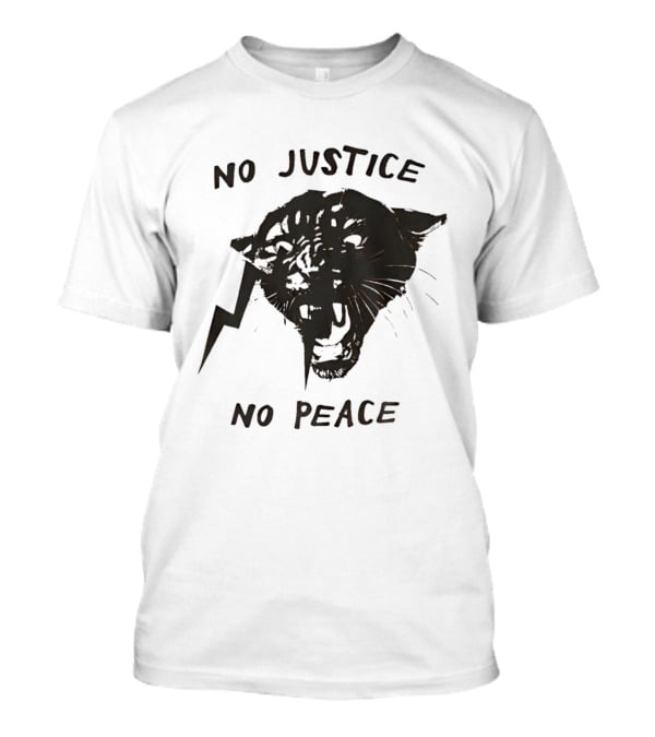 No Justice No Peace Black Panther Roaring Face T-Shirt