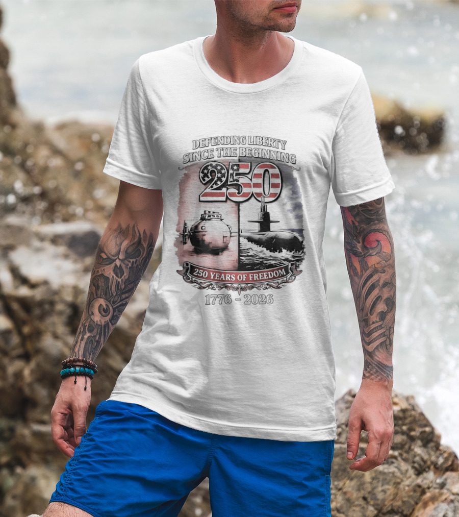 Defending Liberty Since The Beginning 250 Years Of Freedom 1776 2026 US Flag T-Shirt